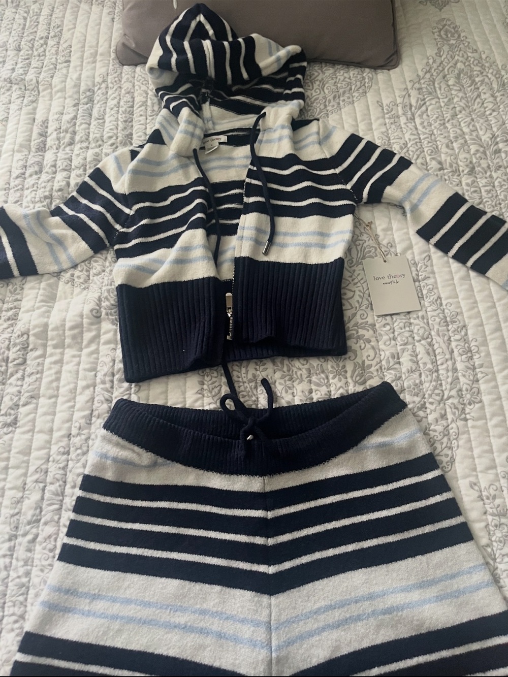 NWT Knit Crop Hoodie and Short Set